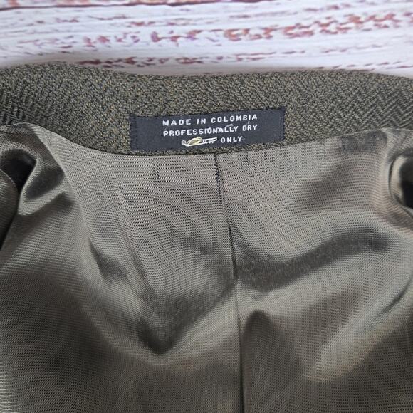 Oscar de la Renta Wool Tweed Blazer Mens 42R Brown Olive Hue Sport Coat Business - Picture 11 of 16